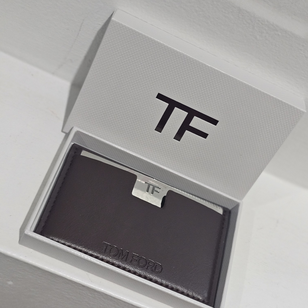 TOM FORD BROWN LEATHER CARD HOLDER AND MIRROR - Picture 6 of 7